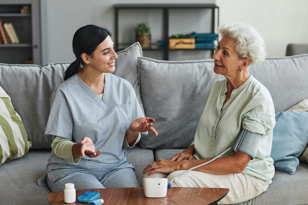mother and daughter discussing assisted living vs skilled nursing