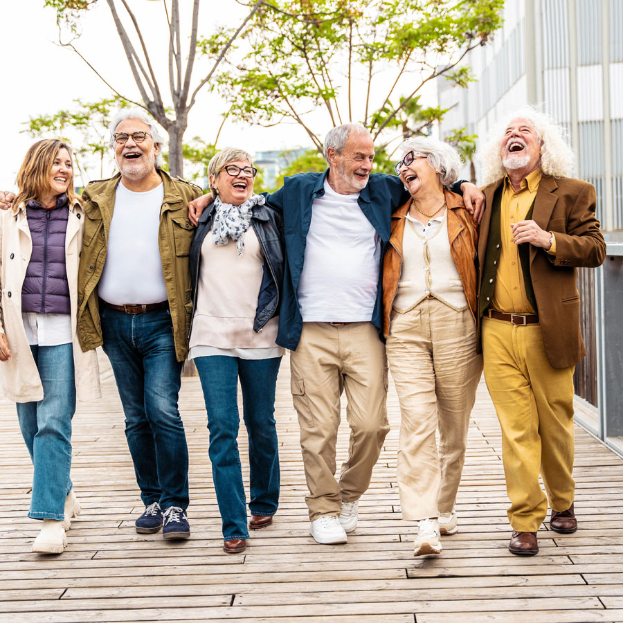 a senior friend group on an outing