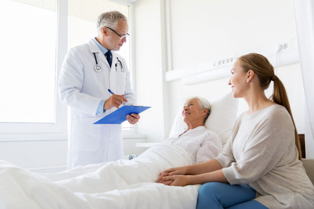 people in doctor's office during dementia diagnosis